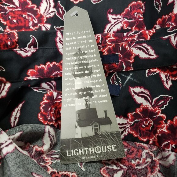 Lands End Womens Dark Floral‎ Button Up Top Size 16 Preppy Vacation Office NWT - Picture 4 of 9